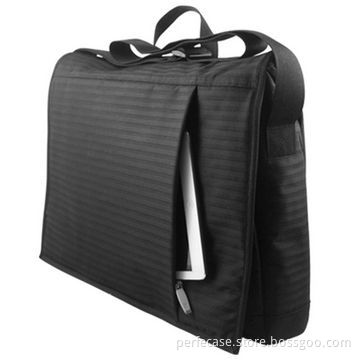 Messenger Laptop Bag, 15.6", Special & Dignified Stripe Material, Removable Pouch for Accessories